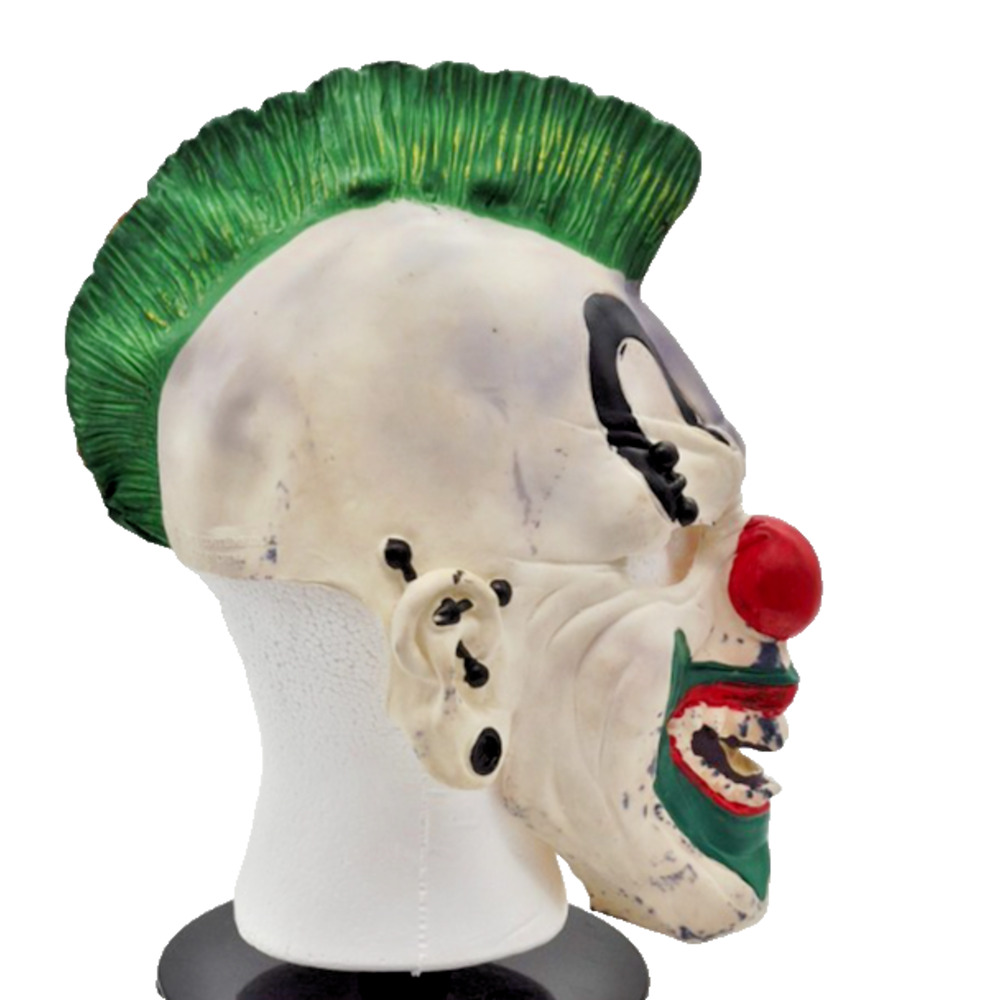 Rubies Scary Punk'd Evil Clown Mask Halloween Green Mohawk Anarchy Scary Latex - Picture 4 of 8